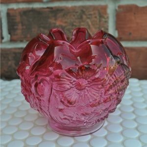 Vintage Fenton Cranberry Red Poppy Rose Bowl/Vase